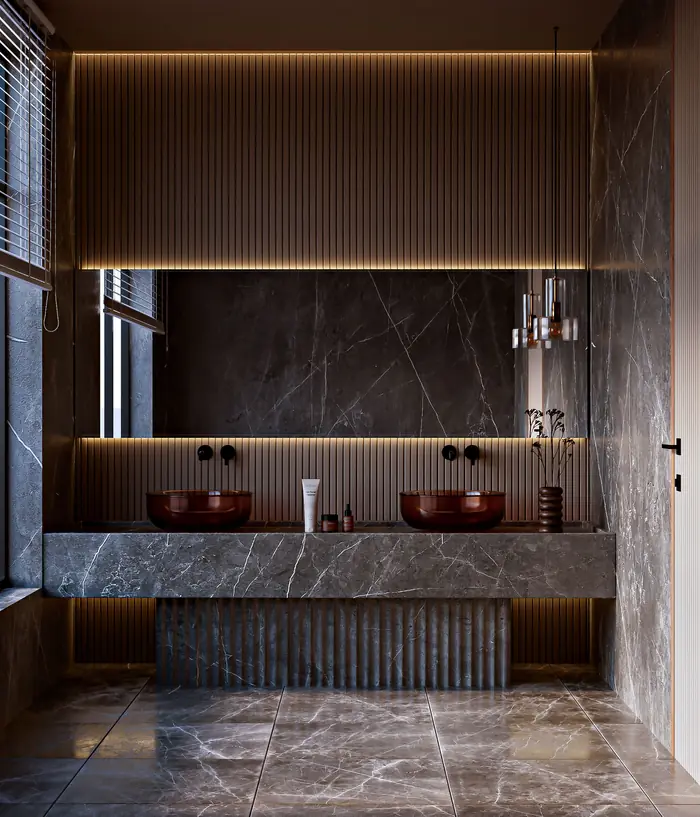 Bathroom fittings installed on site