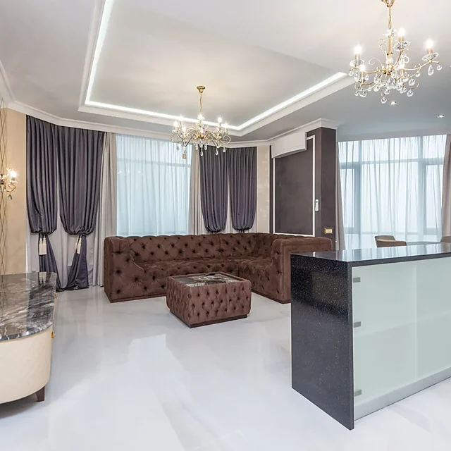 Layered textures in a finished living space