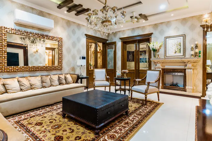 Layered lighting design in a luxury interior
